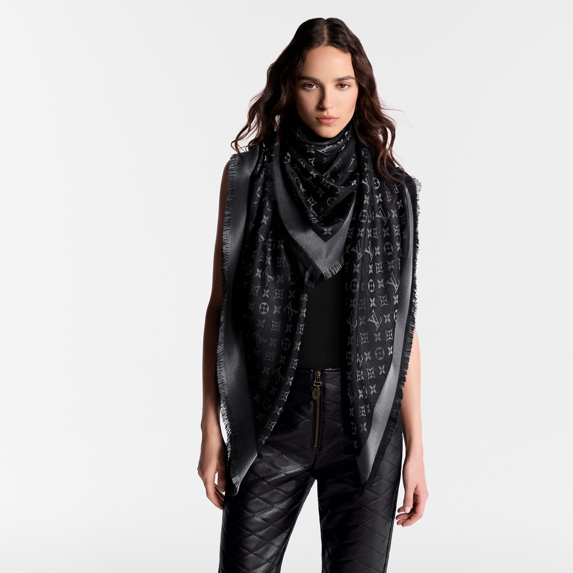 Guess Sciarpa Louis Vuitton Nera Donna All About Monogram Scarf